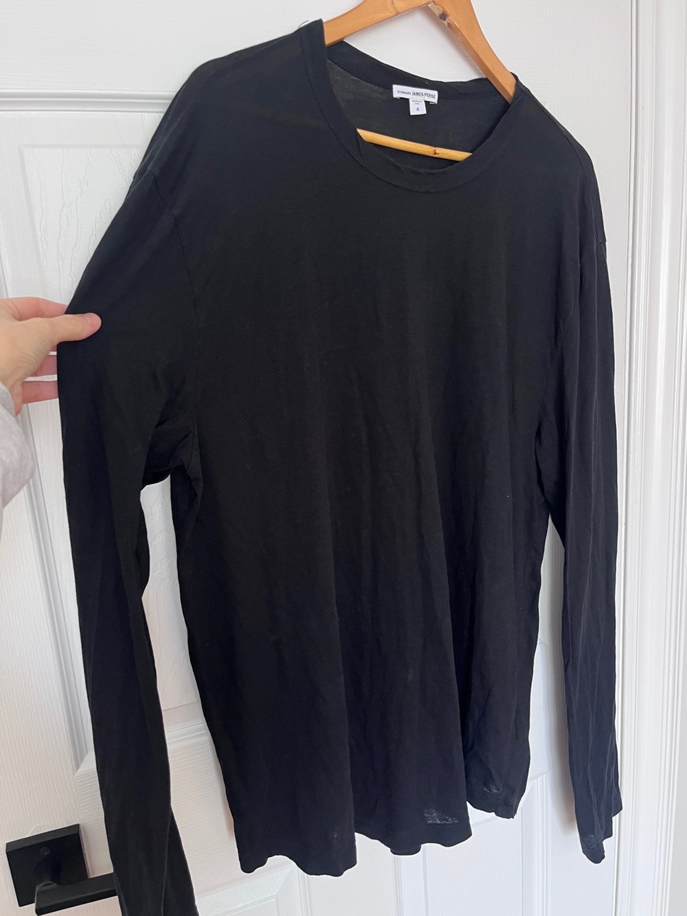 James Perse Black Lightweight Cotton Crewneck Longsleeve
